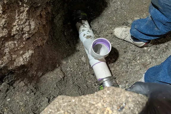 Sewer cleanout installation in progress
